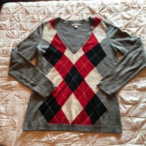 Express Vneck Argyle Sweater Size S